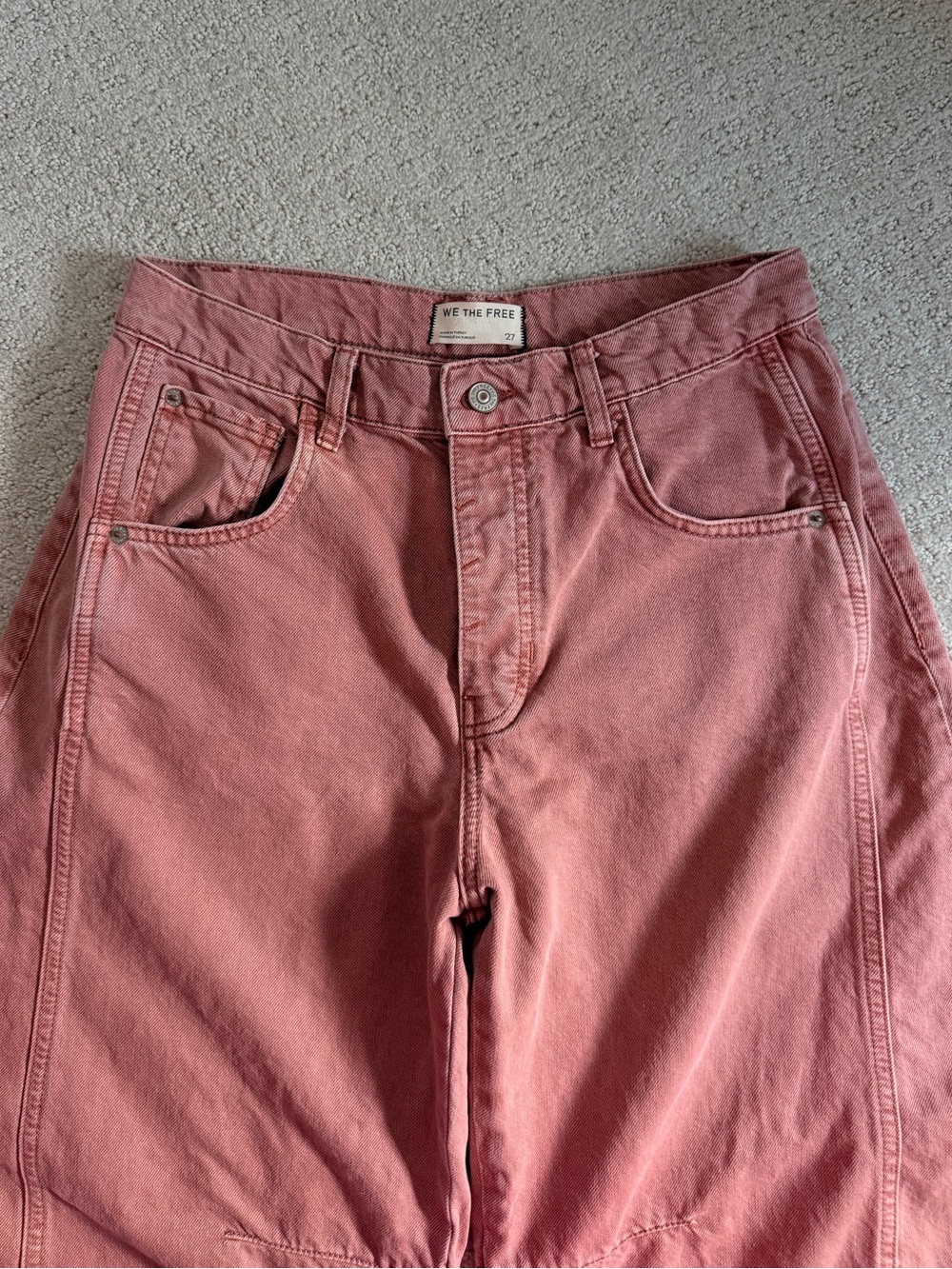 Free People Dusty Rose Good Luck Barrel Jeans